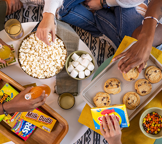 Cookies, snacks, and popcorn