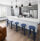 Kitchen with blue stools